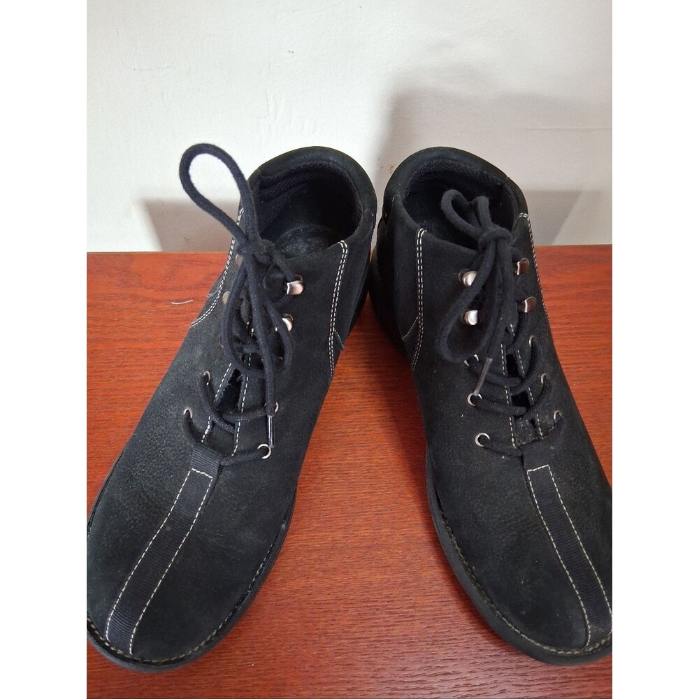White Mountain Women's LISA Black Nubuck Leather Lace-Up Sneaker Ankle Boot Sz 7